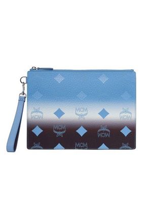 MCM Small Aren Wristlet Pouch in Gradation Visetos in Della Robbia Blue at Nordstrom