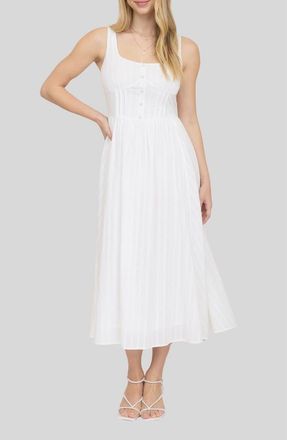Blu Pepper Swiss Dot Corset Midi Dress in Off White at Nordstrom Rack, Size Medium