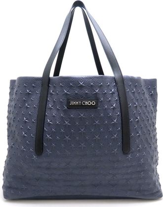 Jimmy Choo London Navy Leather Tote Bag (Pre-Owned)