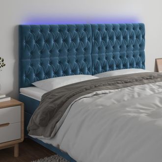 vidaXL Cabecero Con Luces Led Terciopelo Azul Oscuro 200x7x118/128 Cm Vidaxl