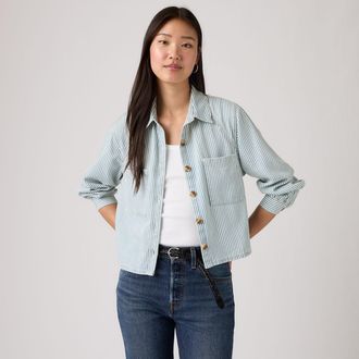 Levi's Tini Long Sleeve Utility Shirt - Womens - L - Blue