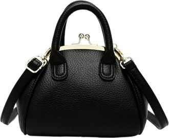 Generic Female Vintage Crossbody Bag Trendy Leather Handbag Work Bag with Purse (Black)