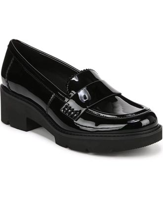 Naturalizer Womens Naturalizer Dakota Lug Loafer Black Faux Patent Round Toe HAWK829