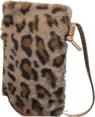 Generic Womens Plush Bags Plush Bag Underarm Shoulder Fashion Portable Western Style Leopard Print Womens Stuffed(Coffee)