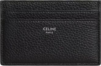 Celine Kaarthouder van Gekorreld Kalfsleer - Heren - Portefeuilles - Zwart - ONE Size - Leer - Accessoires