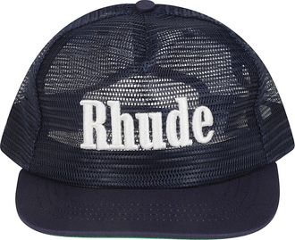 Rhude Black Logo Mesh Embroidered Polyester Baseball Cap
