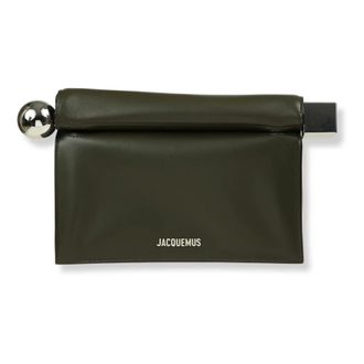 Jacquemus Tassen, Dames, Groen, ONE Size, Katoen, Leren handtas met gouden metalen details