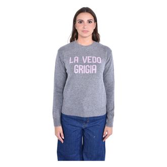 MC2 Saint Barth New Queen Round-neck Knit - Dames - Ronde hals truien - Grijs - M - Wol - Truien & Vesten