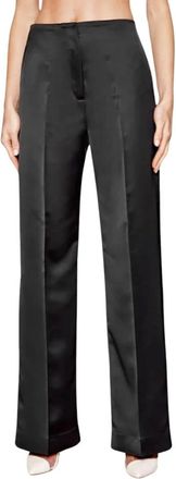 Calvin Klein Duchess Satin Regular Fit Broek - Dames - Wijde Broeken - Zwart - XS - Satijn - Broeken