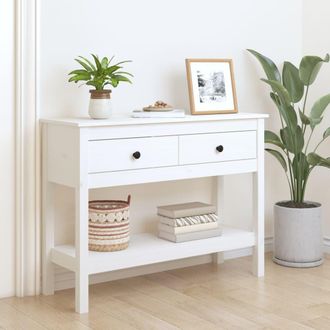 vidaXL Mesa Consola De Madera Maciza De Pino Blanco 100x35x75 Cm Vidaxl
