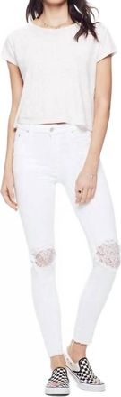 Mother High Waisted Looker Ankle Fray Jean In Little Miss Lacey White