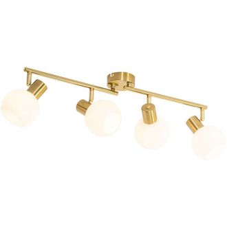 QAZQA Qazqa - Smart Ceiling Spotlight Gold with Opal Glass 4-Lights Adjustable Incl. 4 Wifi P45 - Anouk