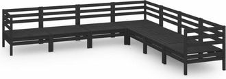 vidaXL Juego De Muebles De Jard&iacute;n 7 Pzas Madera Maciza De Pino Negro Vidaxl