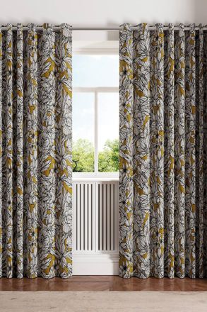 Ted Baker Vietnm Cotton Lined Curtains in Gold | Size: 168 cm width x 229 cm drop