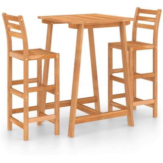 vidaXL Mesa Y Sillas De Bar Para Jard&iacute;n 3 Pzas Madera Maciza De Acacia Vidaxl