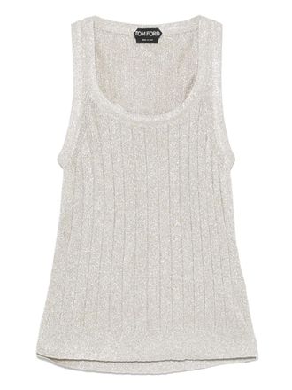 Tom Ford Ribgebreide tanktop - Zilver