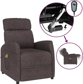 vidaXL Sill&oacute;n De Masaje El&eacute;ctrico Tela Marr&oacute;n Oscuro Vidaxl