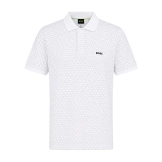 HUGO BOSS Tops, Heren, Wit, M, Katoen, Chip Patroon Polo