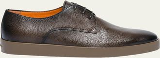 Santoni Mens Dilate Tumbled Leather Sport-Sole Derby Shoes