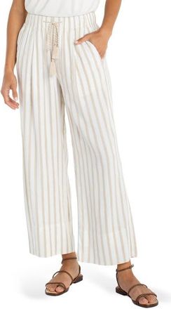 Liverpool L.A. Stripe Pull-On Crop Wide Leg Pants in Cream/Tan at Nordstrom, Size X-Large P
