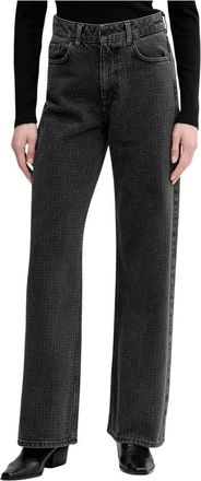 Benetton Jeans met wijde pijpen en versieringen - Dames - Regular Fit Jeans - Grijs - W26 - Katoen - Jeans