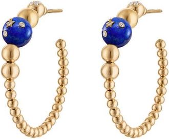 Eden Presley Beaded Hoop Earrings in Yellow Gold at Nordstrom