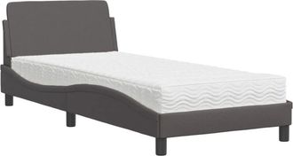 vidaXL Cama Con Colch&oacute;n Dover Cuero Sint&eacute;tico Gris 90x200 Cm Vidaxl