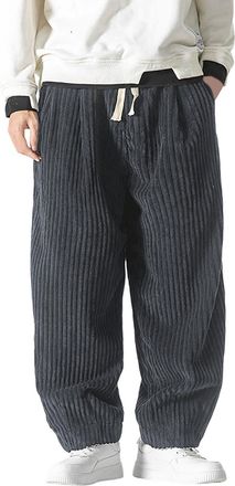 Generic Brown Corduroy Trousers Men Mens Drawstring Winter Casual Cord Mens Jogging Bottoms Tapered Sweatpants with Pockets Loose Fit Jeans Cargo Joggers Trac