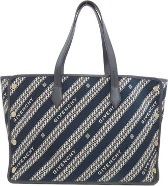 Givenchy Navy White Canvas Tote Bag (Pre-Owned)