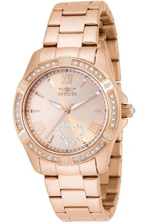 Invicta Angel 21417 Dames Horloge - Quartz Uurwerk - Roestvrij Staal met rosegouden Wijzerplaat - 34mm