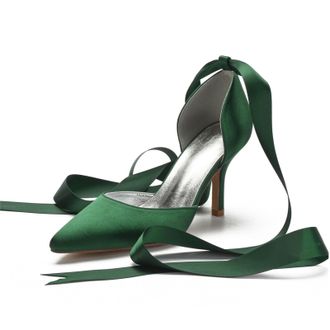 Miyoopark Women Shoes Heels for Wedding Closed Pointed Toe Evening Pumps Shoes M519 Dark Green UK 4.5