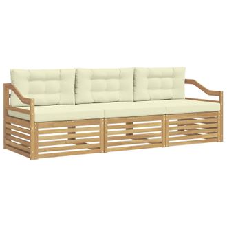 vidaXL Conjunto De Sof&aacute;s De Exterior 3 Pcs Blanco Y Crema Poli&eacute;ster Vidaxl