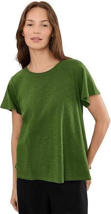 Eileen Fisher Organic Cotton Slubby Jersey Crew Neck Top Womens Clothing Field : XS
