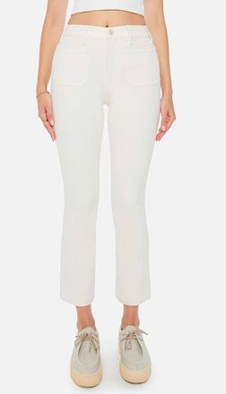 Mother The Hustler Patch Pocket Flood Pants In Cream Puffs