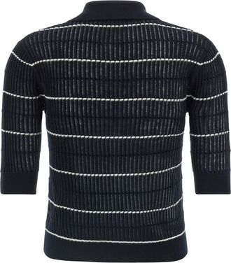 Max Mara Womens Blue Silk Polo Shirt