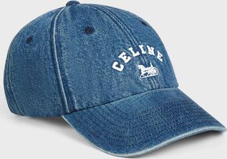 Celine Cappello in denim di cotone con logo ricamato