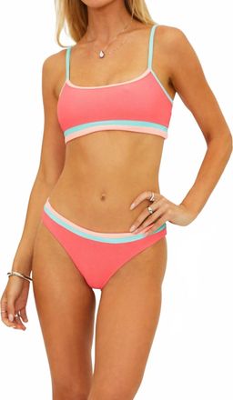 Beach Riot Saffron Bikini Bottom In Guava Jelly Colorblock