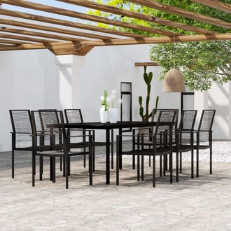 vidaXL Juego De Comedor De Jard&iacute;n 9 Piezas Negro Vidaxl