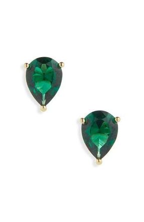 Nordstrom Rack Pear CZ Stud Earrings in Emerald- Gold at Nordstrom Rack