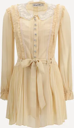 Self Portrait Pleated georgette mini Dress Female 6
