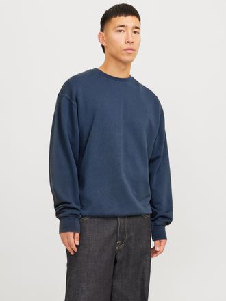 Jack & Jones Sweatshirt JACK & JONES JJECHARGE FADED SWEAT CREW NECK NOOS, Herren, Gr. XL, blau (mood indigo), angeraute Sweatware, Obermaterial: 100% Baumwolle, u