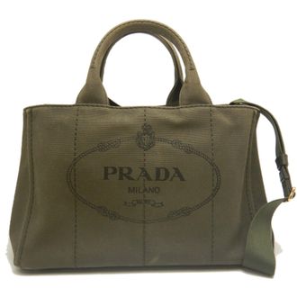 Prada Canapa Gold Canvas Tote Bag (Pre-Owned)