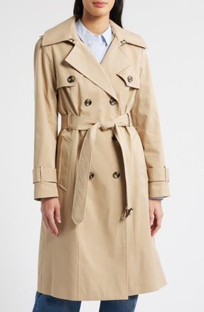 London Fog Double Breasted Trench Coat in Dark Khaki at Nordstrom, Size X-Large