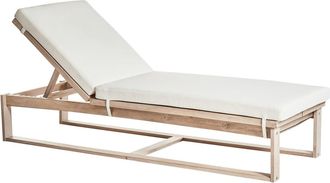 Beliani Tumbona con coj&iacute;n Madera de acacia Blanco crema