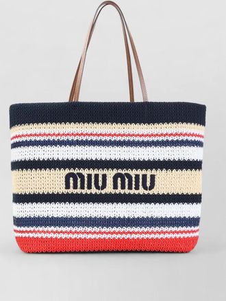 Miu Miu tote bag dual handles striped pattern