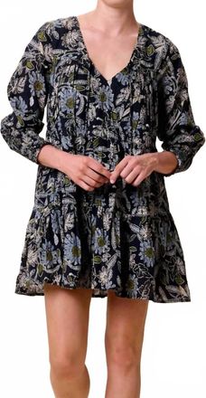 Cleobella Raquel Long Sleeve Mini Dress In Dark Magnolia Floral Print