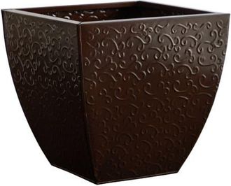 Nearly Natural 14-in Embossed Metal Scroll Planter in Brown at Nordstrom