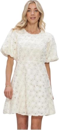 Freebird by Steven Dottie Wv-3D-Voile-Flower-26-1 Jurk - Dames - Korte kleedjes - Wit - XL - Denim - Kleedjes