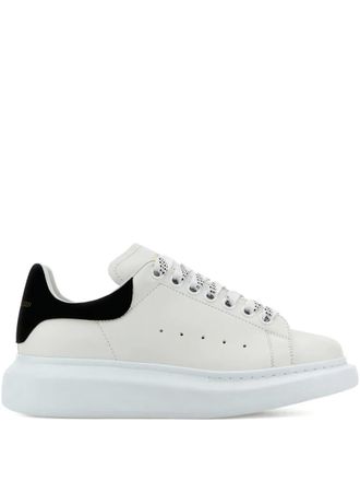 Alexander McQueen Oversized leather suede-heel sneakers - White