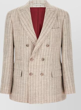 Brunello Cucinelli pinstripe twill blazer double breasted design